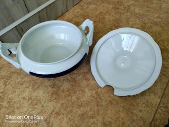 STARÁ PORCELÁNOVÁ TERINA - ZDOBENA KOBALTOVOU MODŘÍ - 7