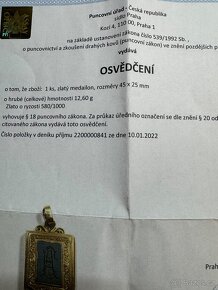 zlaty stary privesek,medailon na foto 14K zlato - 7