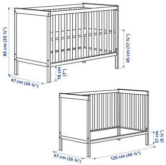 Dětská postýlka IKEA SUNDVIK - bílá + matrace SKONAST - 7