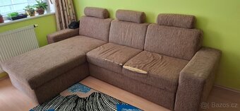 Rohový gauč – rozkládací, s úložným prostorem a opěrkami - 7