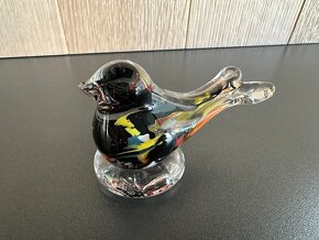 Skleněný ptáček hutní sklo, barevný - 7