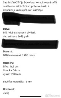 Šatní skříň City, bílý lesk - 7