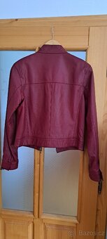 Červená - vínová kožená bunda - 7
