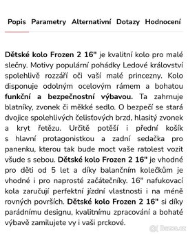 Dívčí kolo FROZEN velikost 16 - 7