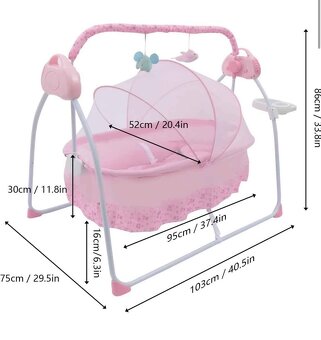 Elektrická dětská postýlka / kolébka s automatickým houpáním - 7