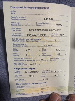 Motorový člun Honwave T38 IE + Honda BF 20 - 7