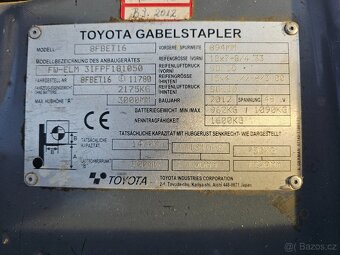 Manipulační vozík VZV Toyota 1.5t Aku - 7