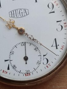 Starožitné stříbrné švýcarské kapesní hodinky "HUGA" - 7