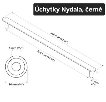IKEA úchytky Nydala černé 346 mm - 7