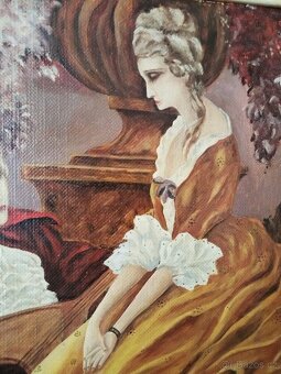 obraz ZAMILOVANÝ LOUTNISTA, olej, F. Dobřanský 1947 - 7