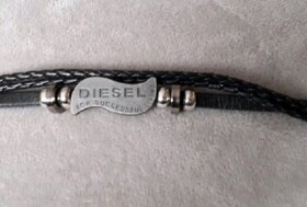 Diesel pánský kožený náramek značkový 21,5 černý - 7