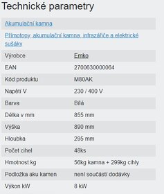 Akumulační kamna M80 AK s termostatem - 7