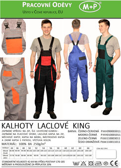 Pracovní kalhoty s laclem King zeleno-černé vel.52 - 7