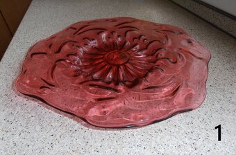 skleněný set - váza, mísa, tác - 7