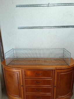 Regál,stojan na zeď, pozinkované drátěné koše - 7