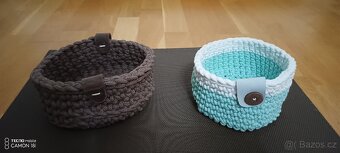 Ručně 1+1 vyraběné košíčky s koženou ozdobou - 7