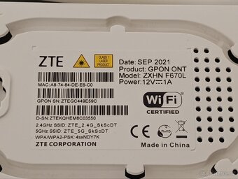 Dvoupásmový bezdrátový modem ZTE F670L - 7