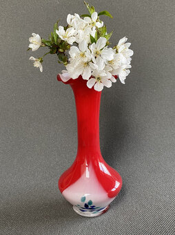 Červená váza 18 cm, Sommerso hutní sklo - 7