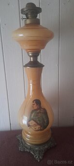 100 LETÁ STAROŽITNÁ BRONZOVO SKLENĚNÁ LAMPA NAPOLEON BONAPAR - 7