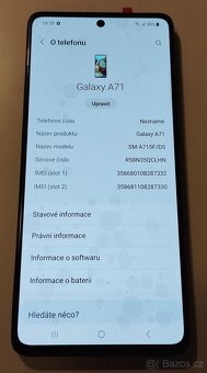 Prodám Samsung Galaxy A71, 6GB/128GB, stav NOVÝ, A+ - 7