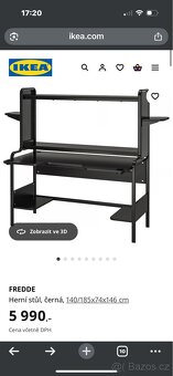 Herní stůl Fredde Ikea černý - 7