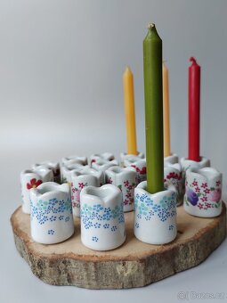 Vintage roztomilý porcelánový svícení s květinovým dekorem - 7