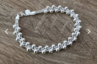 Nový dámský stříbrný náramek dvojitý 925 kuličkový - 7