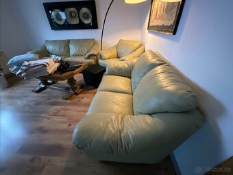 Kožená sedací souprava ITALSOFA 3+2+1 Světlá oliva - 7