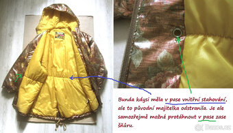 Vintage 90s metalická květovaná dámská bunda parka - 7