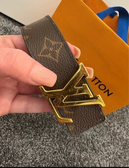 LV Monogram pásek – růžová kůže & canvas, zlatá spona - 7