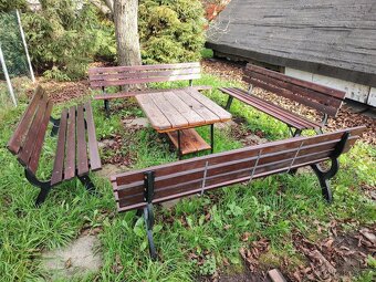 Zahradní posezení set -stůl a 4 lavice - 7