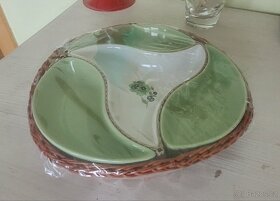 Keramicka 4 dilna sada misek v proutenem kosiku 22cm - 7