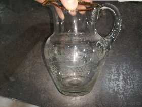 Sklo broušené, skleničky starožitné, váza - 7