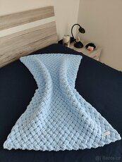 Pletená dětská deka svetlomodrá - 7