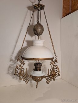 secesní petrolejka, petrolejový lustr, stahovačka - 7