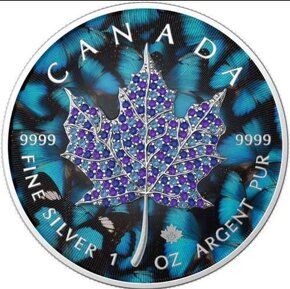 investiční střibrnné mince - Maple leaf - Bejeweled - 7