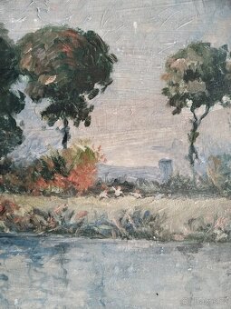 obraz KRAJINA S ČERVENÝM MOSTEM, olej, Bořivoj Žufan - 7