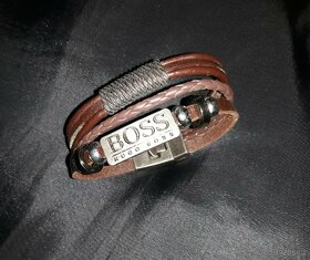 Nový pánský značkový náramek Hugo Boss hnědý kožený 21,5 cm - 7