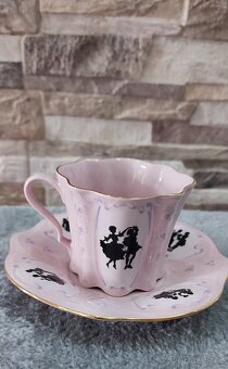 Růžový porcelán,šálek s podšálkem, Chodov - 7