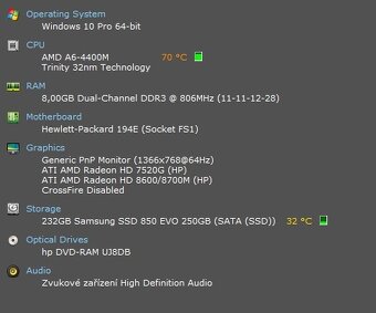 HP ProBook 455 G1,AMD A6-4400M,Win 10,SSD 250GB,RAM 8GB,15.6 - 7