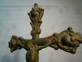 Biedermeier krucifix mosazný kříž - 7