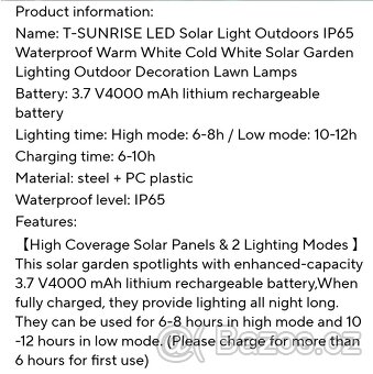 Solarní zahradní osvětlení IP65 - 7
