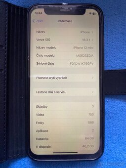 iPhone 12 Mini 64GB + pouzdro, sluchátka, wallet - 7