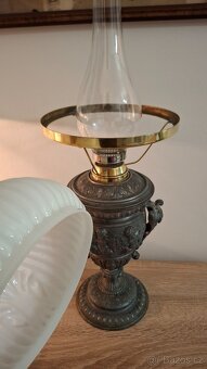 Velká secesní petrolejová lampa - 7