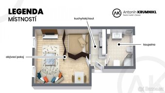 Pronájem příjemného bytu 1+KK, ul. Jílová - 7