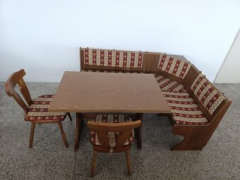 Selský jídelní set, lavice, rozkládací stůl, 2 židle - 7
