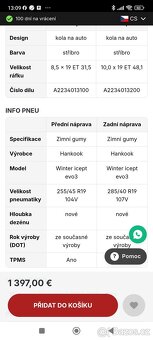 Alu kola mercedes W222 S class 5x112r19 zimní - 7