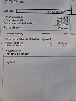 Zahradní traktor Cub Cadet LT2 - 7