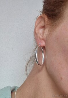 Nové dámské stříbrné náušnice oválné kruhy ovály 925 4 cm - 7