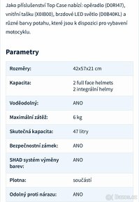 Nový Vrchní kufr na motorku SHAD D0B47206 černá/červená - 7